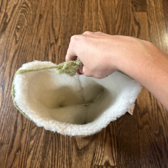 Baby Fleece Lined Knit Ear Flap Pom Pom Winter Hat Sage Green - Picture 4 of 4